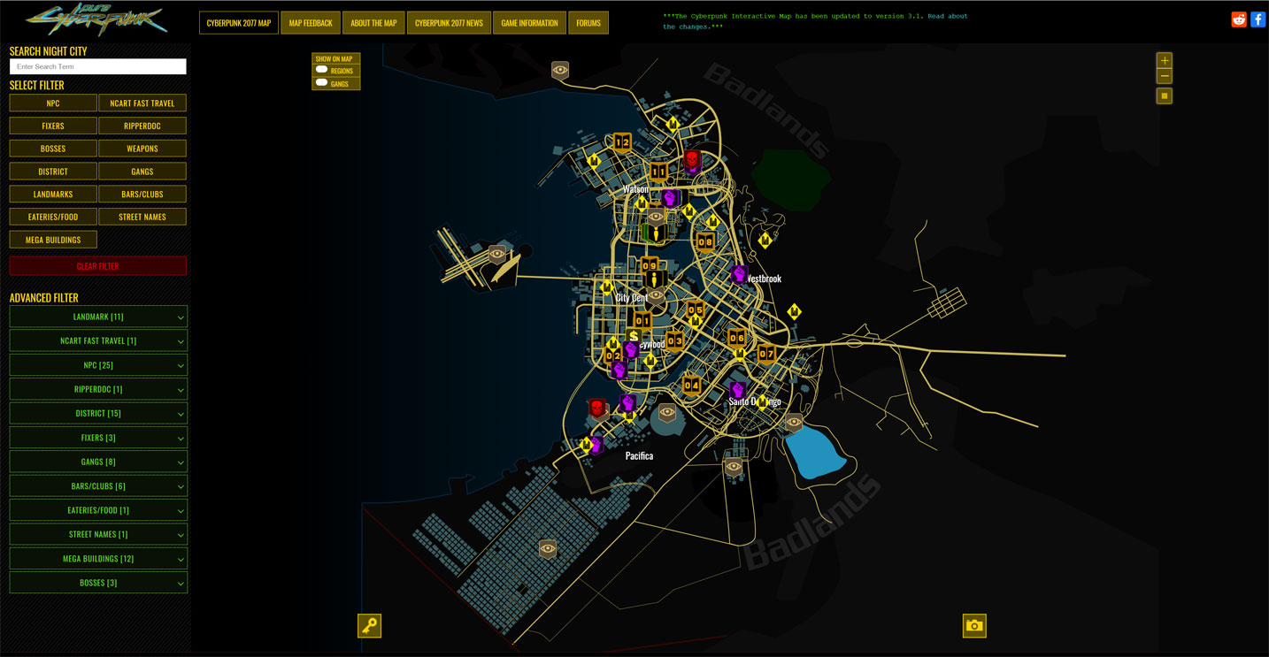Cyberpunk interactive map фото 9